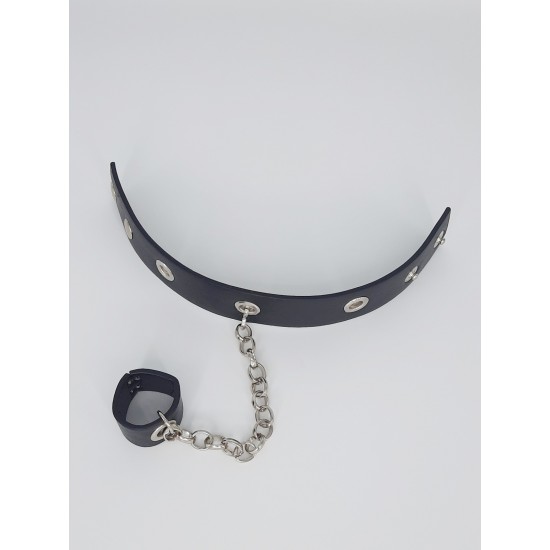 Gothic Siyah Deri Şahmeran Choker