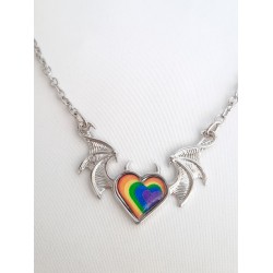 Devil Rainbow Heart Kolye