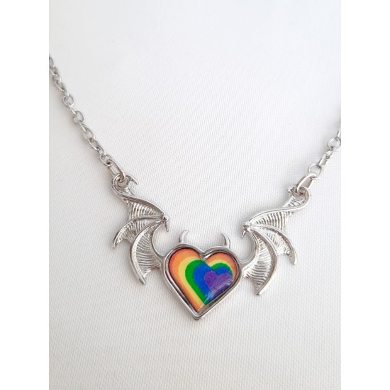 Devil Rainbow Heart Kolye