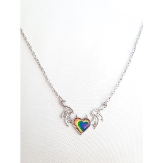 Devil Rainbow Heart Kolye