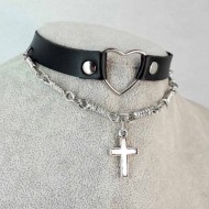 Kalp Merkezli Haç Gotik Halat Choker