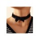 Siyah Şeritli Dantelli Zilli Choker Tasma Kolye