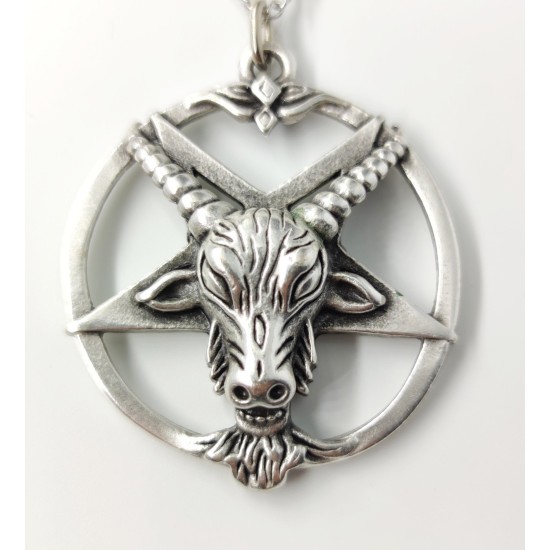 Ters Pentagram Goat Head Kolye