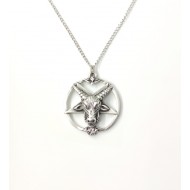 Ters Pentagram Goat Head Kolye