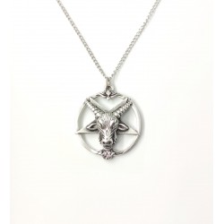 Ters Pentagram Goat Head Kolye