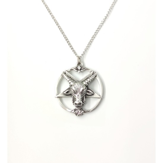 Ters Pentagram Goat Head Kolye