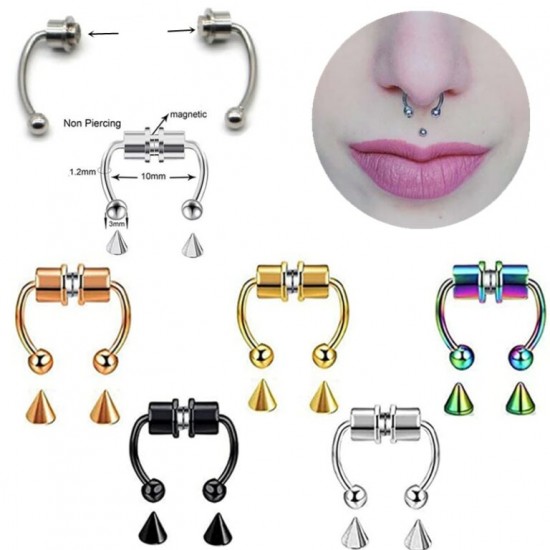 Paslanmaz Cerrahi Çelik Mıknatıslı Altın Rengi Septum Piercing