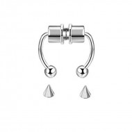 Paslanmaz Cerrahi Çelik Mıknatıslı Gümüş Rengi Septum Piercing