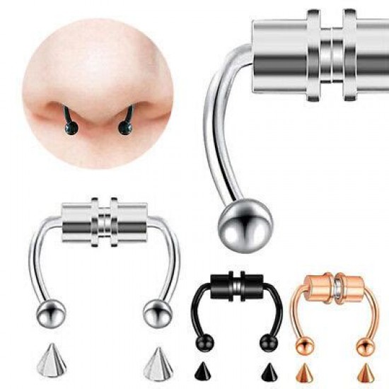 Paslanmaz Cerrahi Çelik Mıknatıslı Altın Rengi Septum Piercing