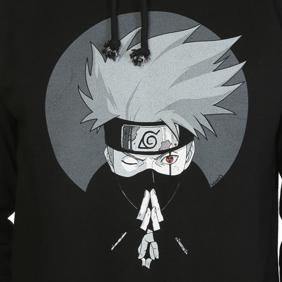 Naruto Hatake Kakashi Siyah Kapşonlu Sweatshirt