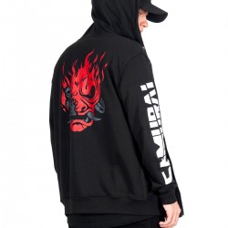 Cyberpunk 2077 Fermuarlı Baharlık Siyah Kapşonlu Sweatshirt