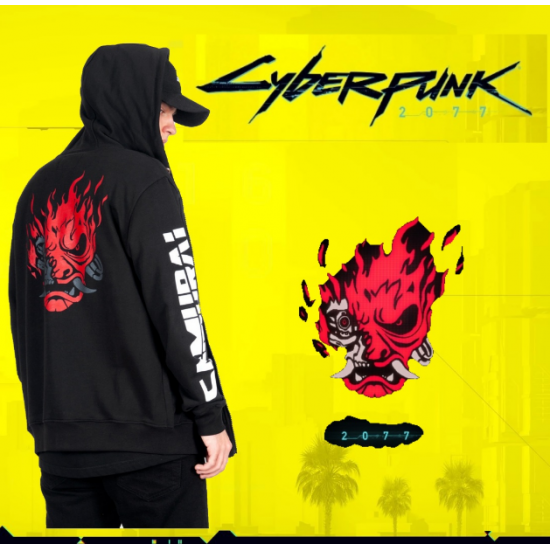 Cyberpunk 2077 Fermuarlı Baharlık Siyah Kapşonlu Sweatshirt