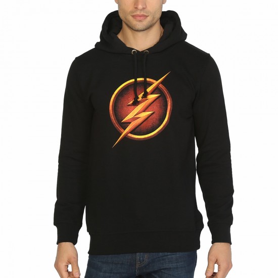 Flash Siyah Kapşonlu Sweatshirt