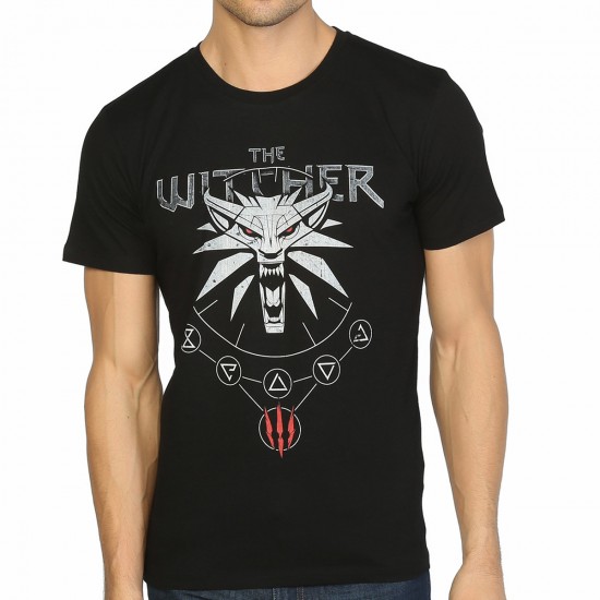 Witcher 3 Wild Hunt Siyah Ti ort T shirt Giyim dukkandesign
