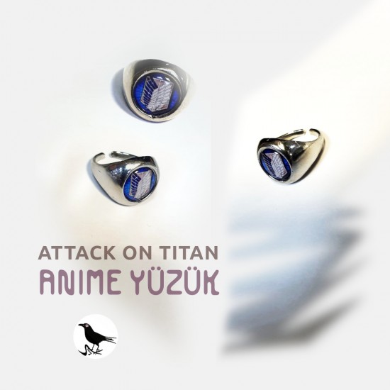 Attack On Titan Keşif Birliği Logolu Mavi Anime Yüzük