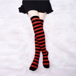 Kırmızı Siyah Çizgili Dizüstü Çorap