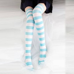 Mavi Beyaz Çizgili Dizüstü Çorap
