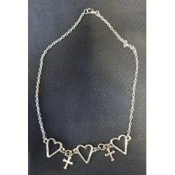 Haçlı Kalp Choker Kolye