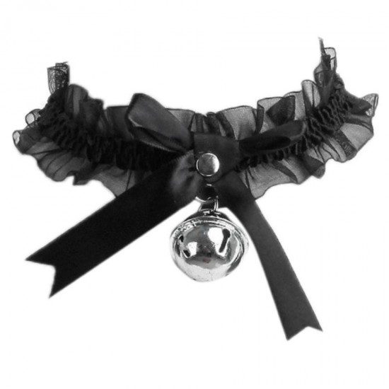 Siyah Dantelli Zilli Choker Tasma Kolye Siyah Dantelli Zilli Choker Tasma Kolye