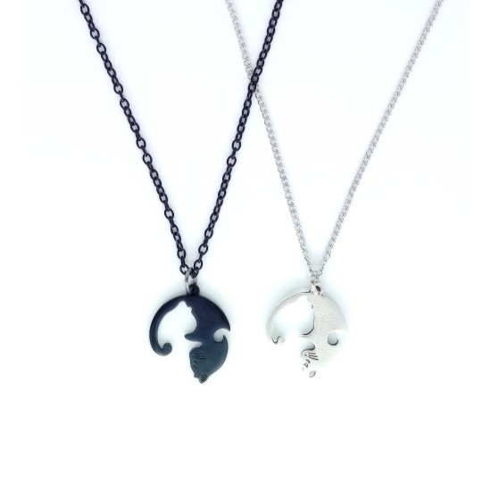 Ying Yang Kedili Çift Kolye Ying Yang Kedili Çift Kolye