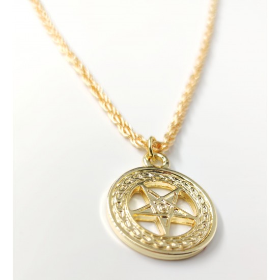 Gothic Cross Gold Pentagram Kolye