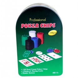 120 Chip Texas Hold'em Profesyonel Poker Set