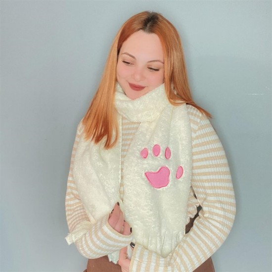 Beyaz Pati Peluş Atkı Beyaz Pati Peluş Atkı