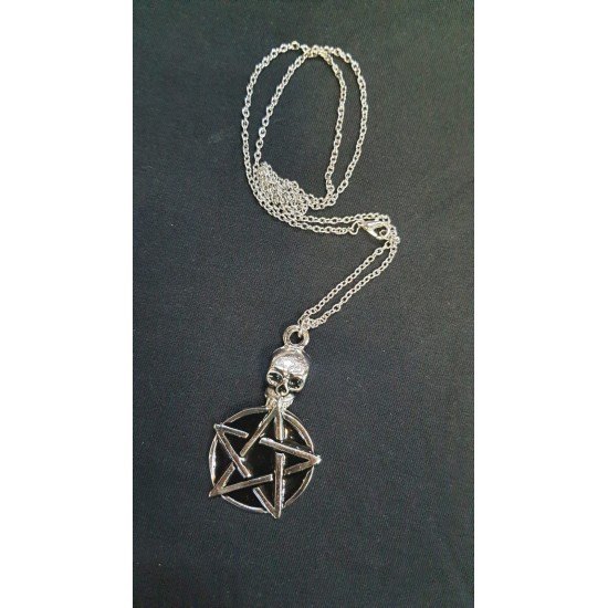 SİYAH SKULL PENTAGRAM KOLYE