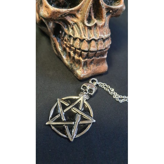 SİYAH SKULL PENTAGRAM KOLYE