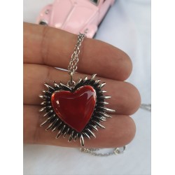 KIRMIZI MİNELİ THORN HEART KOLYE