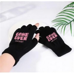 Game Over Continue Baskılı Unisex Siyah Kesik Çift Eldiven