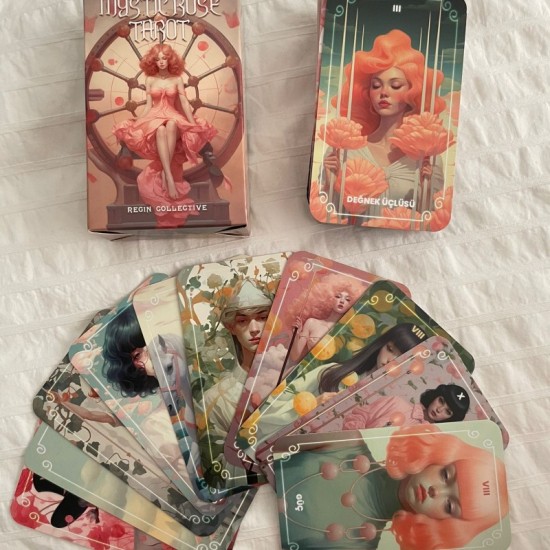 Dükkan Hediyelik Mystic Rose Tarot Destesi ve Başlangıç Tarot Kitabı