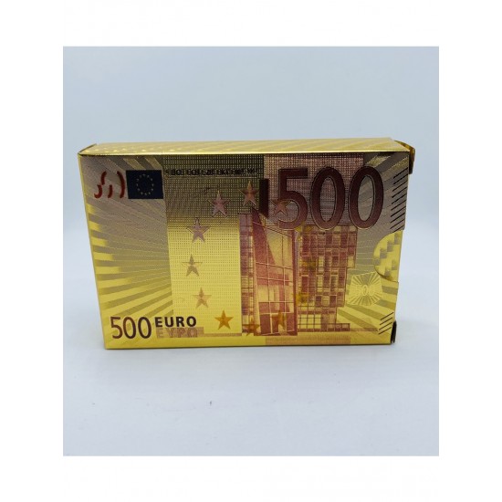 DÜKKAN DESİGN 500 Euro Desenli Altın İskambil Kartları