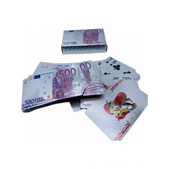 DÜKKAN DESİGN 500 Euro Desenli Gümüş İskambil Kartları DÜKKAN DESİGN 500 Euro Desenli Gümüş İskambil Kartları