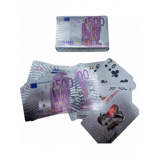 DÜKKAN DESİGN 500 Euro Desenli Gümüş İskambil Kartları DÜKKAN DESİGN 500 Euro Desenli Gümüş İskambil Kartları