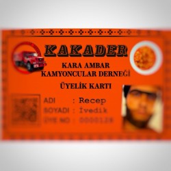 Dükkan Design Parodi Kakader Kamyoncular Derneği Üyelik Kartı (Hediye ve Şaka Amaçlı)