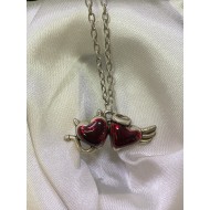 DÜKKAN DESİGN İŞEYTAN ve MELEK İKİZ KALPLER KIRMIZI MİNELİ KOLYE