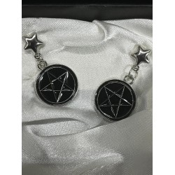 DÜKKAN DESİGN GOTİK SİYAH PENTAGRAM KÜPE