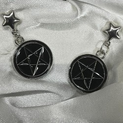 DÜKKAN DESİGN GOTİK SİYAH PENTAGRAM KÜPE
