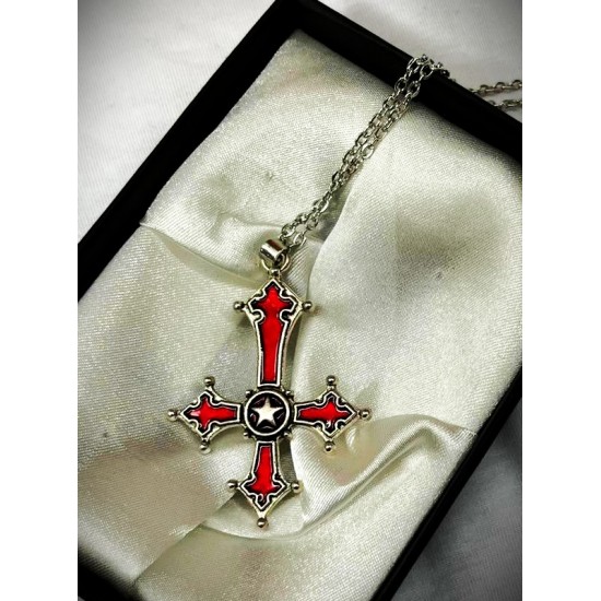 DÜKKAN DESİGN YILDIZLI GOTİK TERS HAÇ KOlYE