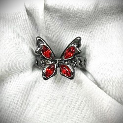 DÜKKAN DESİGN KIRMIZI TAŞLI KELEBEK YÜZÜK