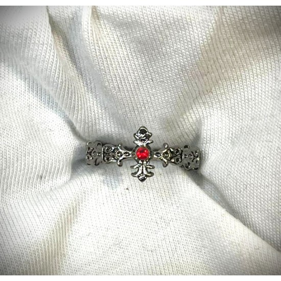 DÜKKAN DESİGN TAŞLI ETNİK AYARLANABİLİR HAÇ YÜZÜK