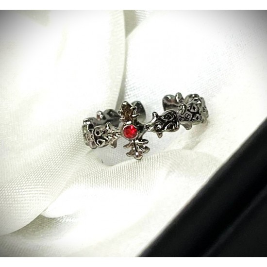 DÜKKAN DESİGN TAŞLI ETNİK AYARLANABİLİR HAÇ YÜZÜK