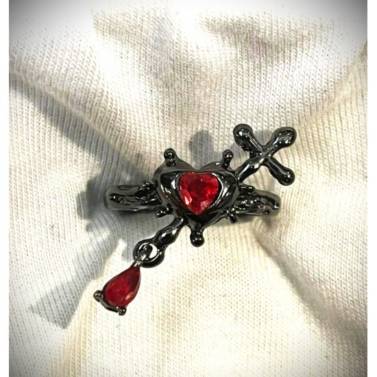 DÜKKAN DESİGN HAÇLI KALP GOTİK YÜZÜK