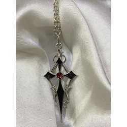 Gotik Vampir Sivri Haç Kolye gümüş-siyah