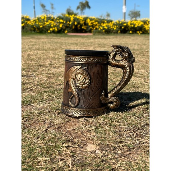 DÜKKAN DESİGN EJDERHALI FIÇI KABARTMA SERAMİK KUPA