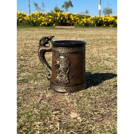 DÜKKAN DESİGN EJDERHALI FIÇI KABARTMA SERAMİK KUPA