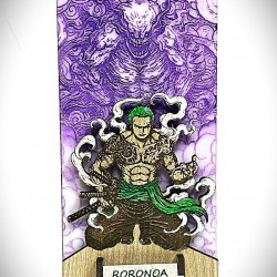 DÜKKAN DESİGN LAZER KAZIMA EL BOYAMA ONE PİECE RORONOA ZORO AHŞAP BİBLO