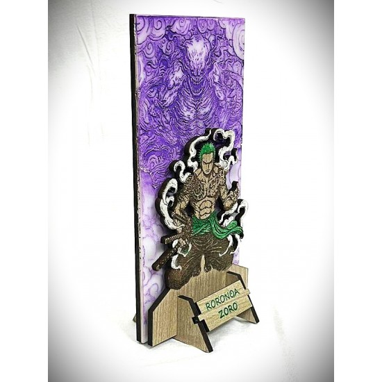 DÜKKAN DESİGN LAZER KAZIMA EL BOYAMA ONE PİECE RORONOA ZORO AHŞAP BİBLO