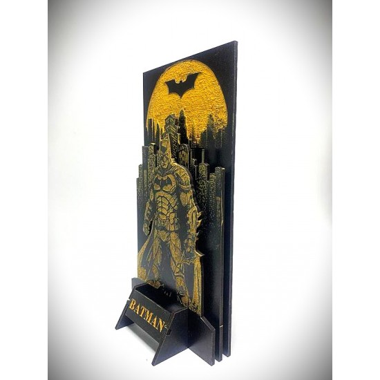 DÜKKAN DESİGN LAZER KAZIMA KARA ŞOVALYE EL BOYAMA AHŞAP BİBLO